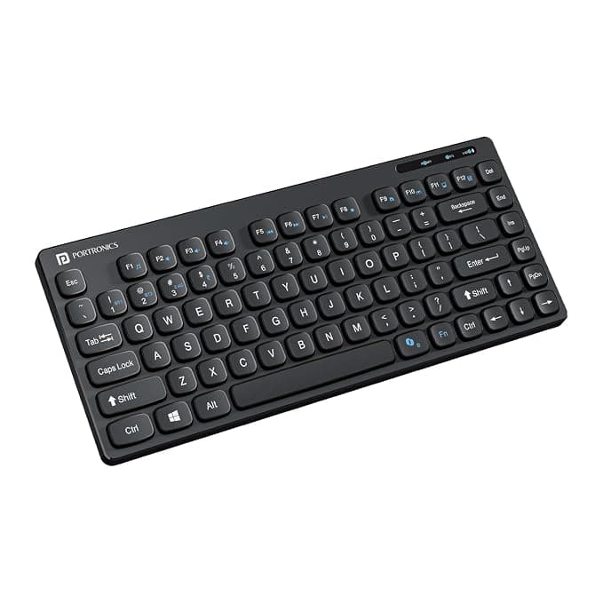 Portronics Bubble Multimedia Wireless Keyboard 2.4 GHz & Bluetooth 5.0 Connectivity, Noiseless Experience, Compact Size for iOS iPad Air, Pro, Mini, Android, Windows Tablets PC Smartphone
