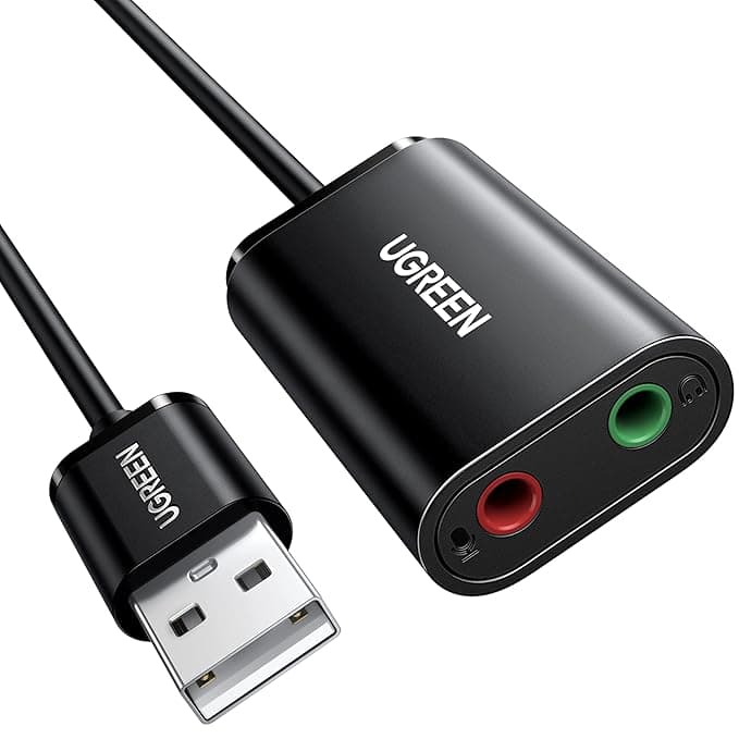 UGREEN USB to Audio Jack Sound Card Adapter with TRS 3.5mm Headphone & Mics