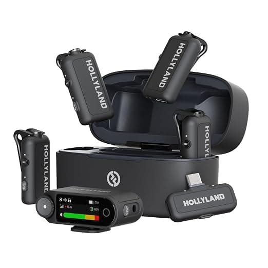 Hollyland Lark MAX 2 Combo – 4-Person Wireless Lavalier Microphone System with AI Noise Cancellation, 4TX + 2RX + Charging Case